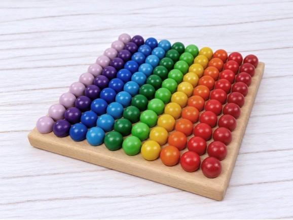 Wooden board 23x23x1.8 cm. for 100 balls Ø20 mm.Ref.MO197