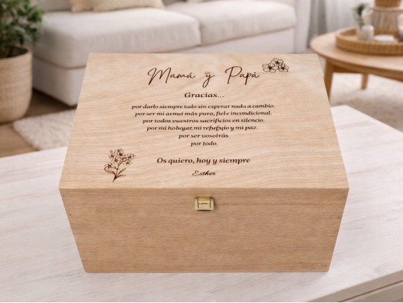 Large wooden box 39x29x24 cm. with handles Ref.P50C52