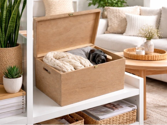 Large wooden box 39x29x24 cm. with handles Ref.P50C52