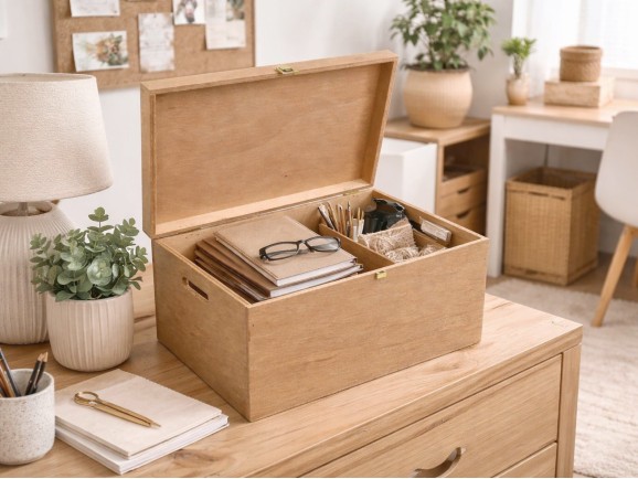 Large wooden box 39x29x24 cm. with handles Ref.P50C52