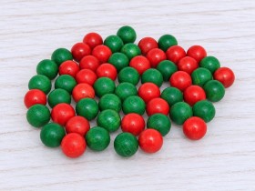 Wood wood balls Ø16 mm. green and red / 100 pcs.