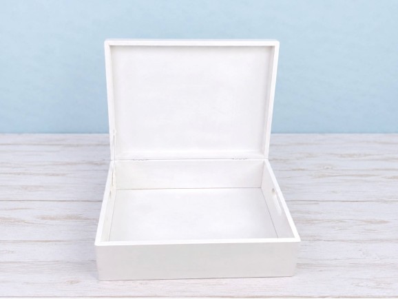 Caja de madera blanca 40x30x13 con asas Ref.DRSD140L