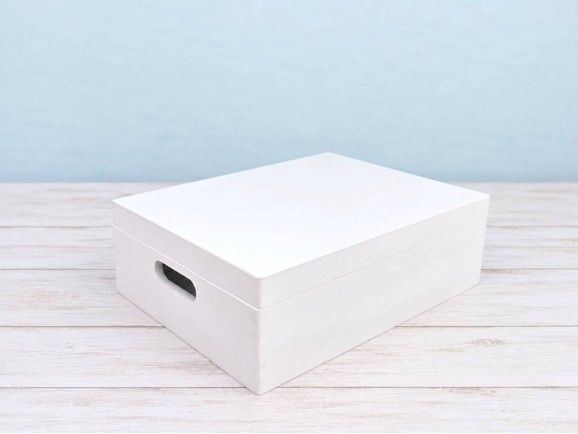 Caja de madera blanca 40x30x13 con asas Ref.DRSD140L