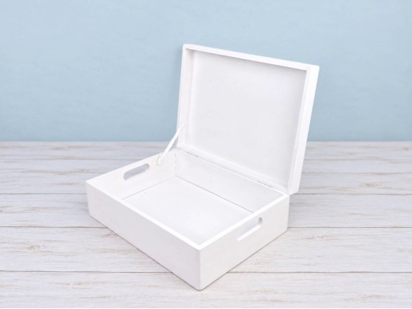 Caja de madera blanca 40x30x13 con asas Ref.DRSD140L