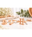 Beech wood keychain with initial 4 cm. Ref.PLF2C