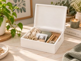 White wooden crate 40x30x13 with handles Ref.DRSD140L