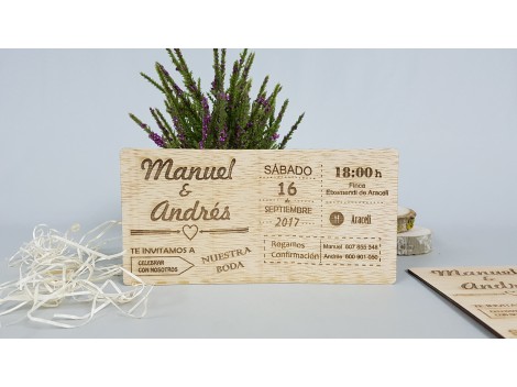 Invitaciones de madera Corazón MOD.2