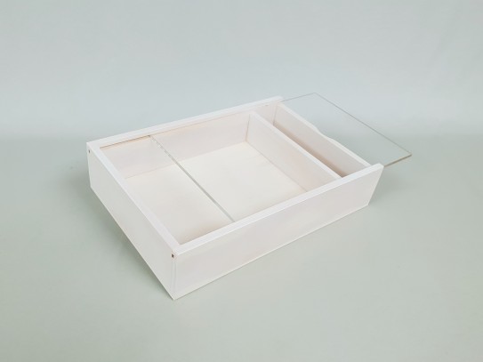 Caja para fotógrafos blanca c/tapa metacrilato Ref.P1454DBM