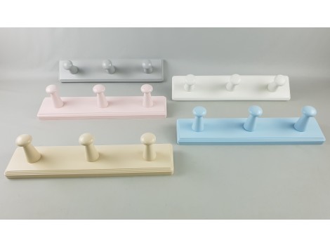 White coat rack wall 3 knobs ABC Ref.851