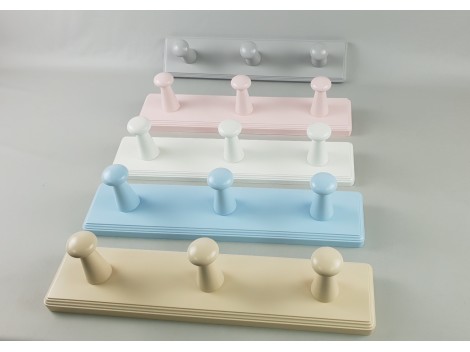 White coat rack wall 3 knobs ABC Ref.851