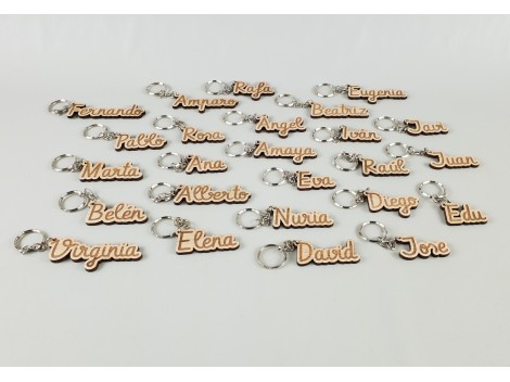 Wooden keychain engraved and cut out with your name Ref. 2112