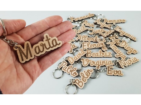 Wooden keychain engraved and cut out with your name Ref. 2112