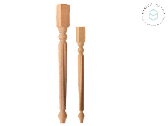 Pata de madera estriada 2 medidas L46 y L75 cm. Ref.ST142R
