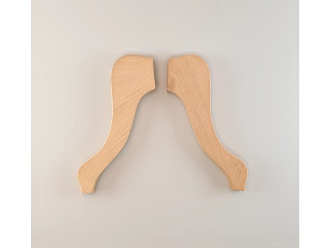 Pata de madera Chippendale plana con dos taladros L26 Ref.156