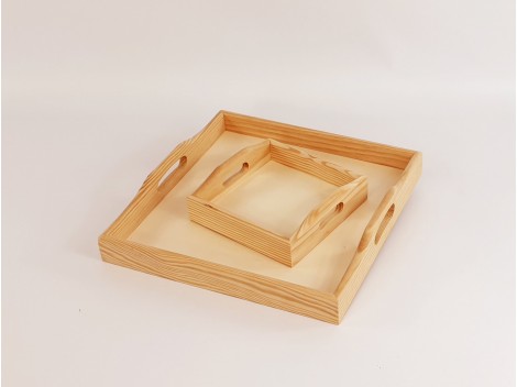 Square wooden trays with handles 2 sizes Ref.P1091AZ