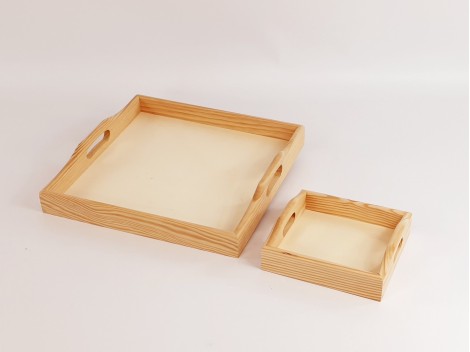 Square wooden trays with handles 2 sizes Ref.P1091AZ