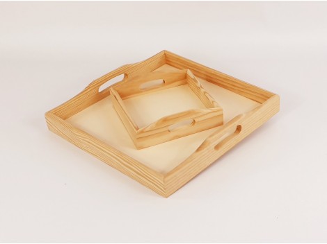 Square wooden trays with handles 2 sizes Ref.P1091AZ