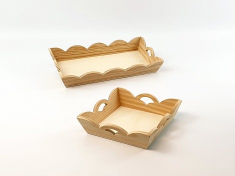 Bandeja de madera ondulada 2 medidas Ref.P1195