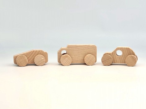 Set 3 Coches de madera minis Ref.CCJD81