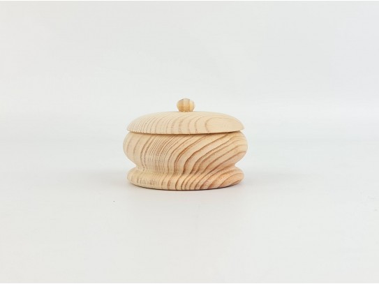 Caja de madera pino redonda baja c/tapa Ø9xL6 cm. Ref.AR7223