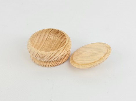 Caja de madera pino redonda baja c/tapa Ø9xL6 cm. Ref.AR7223