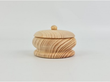 Low round pine wood box with lid Ø9xL6 cm. Ref.AR7223