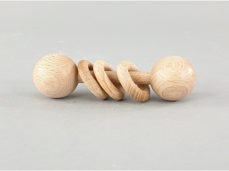 Sonajero tres anillas de madera natural Ref.CCJD71N