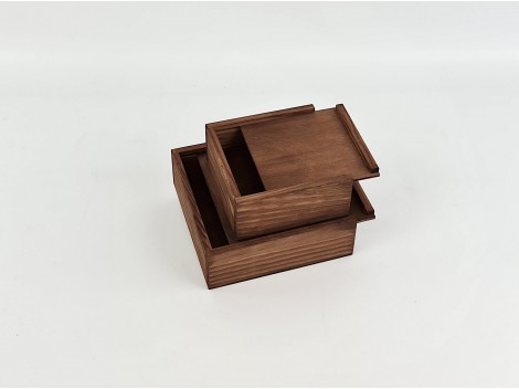 Caja de madera Envejecida 2 medidas c/tapa corredera Marco Ref.P00C01C