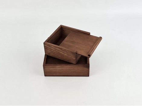 Aged wooden box 2 measures with Frame sliding lid Ref.P00C01C
