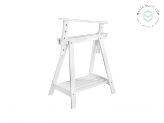 Adjustable white wooden trestle with shelf Ref.1342A