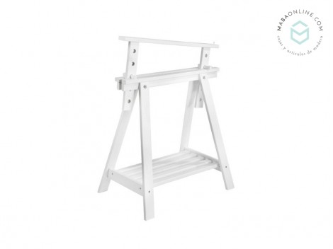 Adjustable white wooden trestle with shelf Ref.1342A