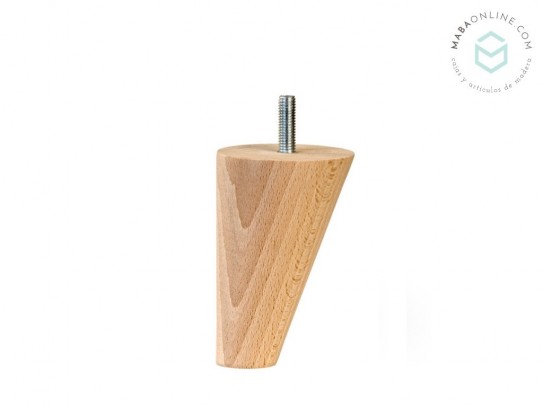 Slanted tapered wooden leg, 12 cm long Ref.ST15120