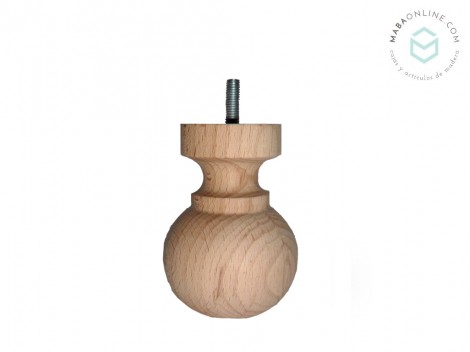 Wooden leg with turned ball, L10xØ7.5 cm. Ref.ST95