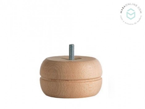 Flat round wooden sofa leg, 5 cm long Ref.ST88