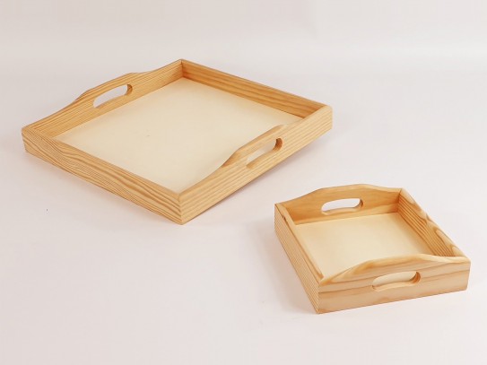 Square wooden trays with handles 2 sizes Ref.P1091AZ