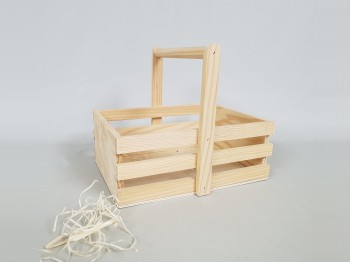 Caja cesta de madera 24x18,5x20 cm. Ref.AR11331
