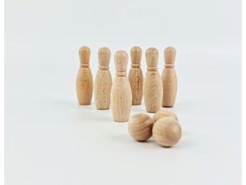 Bolos mini de madera natural 5,5 cm. Ref.CCTL50