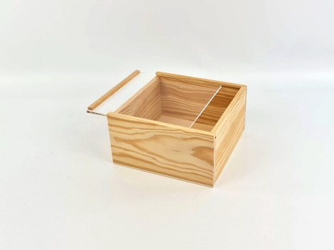 Pine wood box 22x22x12 cm. with methacrylate cover Frame Ref.99M