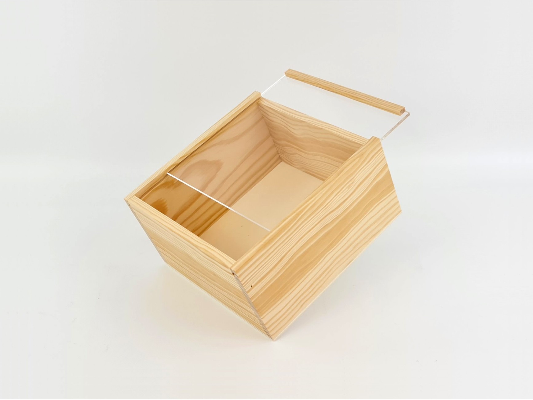 Caja de madera pino 22x22x12 cm. c/tapa metacrilato Marco Ref.99M -  Mabaonline