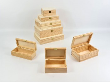 Caja de madera c/bisagra y broche varias medidas Ref.BB