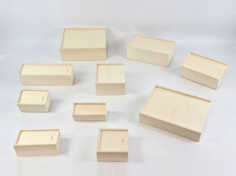 Caja de madera c/tapa corredera varias medidas Ref.TC