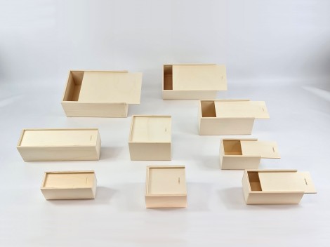 Caja de madera c/tapa corredera varias medidas Ref.TC