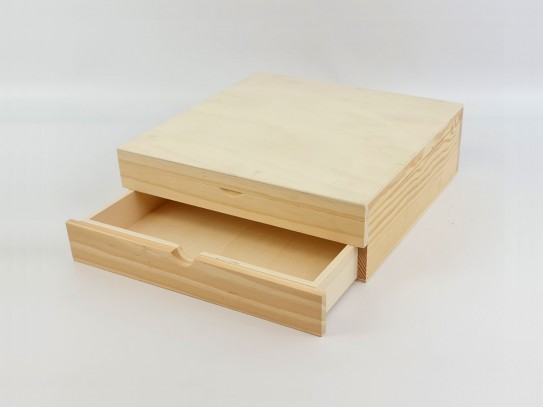 Natural Box 34x34x11 cm. with drawer and divisions Ref.P1454C9B2