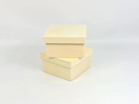 Caja de madera Cuadrada 16,5x16,5x9 cm. c/tapa Ref.PC22