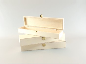 Caja de madera 31x7,5x5 cm. c/bisagra y broche Ref.C6BF