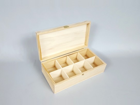 Caja de madera 29x15x8 cm. c/8 divisiones Ref.P35C47C