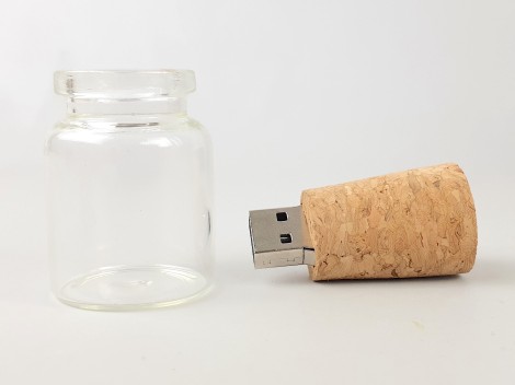 Pendrive mini botella de cristal y corcho Ref.USBCH4