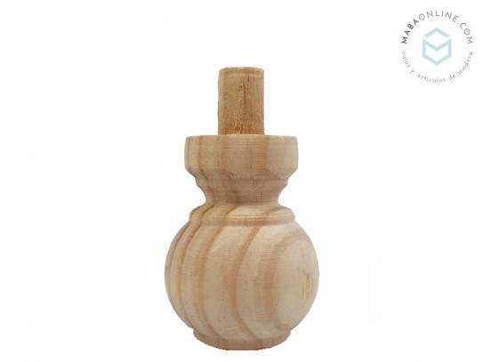 Pine wood leg, ball shape, 7 cm long Ref.131