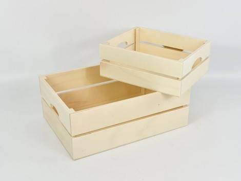 Wooden basket box with handles 2 sizes Ref.AR1653