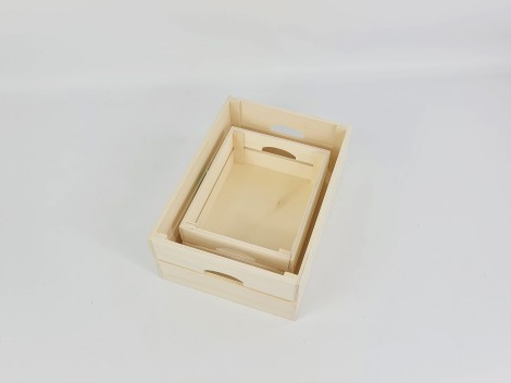 Caja Cesta de madera c/asas 2 medidas Ref.AR1653